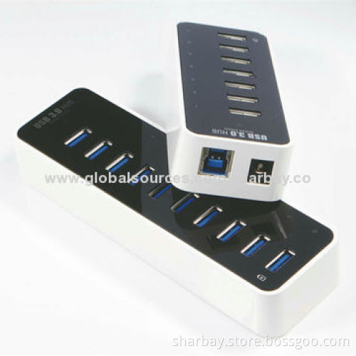 USB 3.0 10-port Hub with Over-current Protection, 12V/4A Power Adapter